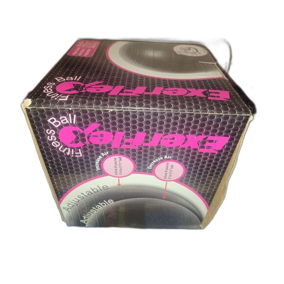 Exerflex Fitness Exercise Ball With Pump NIB 21.5" to 25.5" Black distressed box - Picture 1 of 5